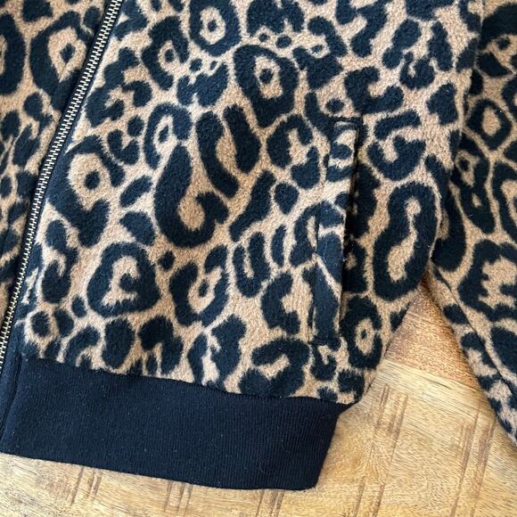 Zara Girls Bomber Jacket Size 6 Leopard Print Wool Blend - Picture 6 of 8